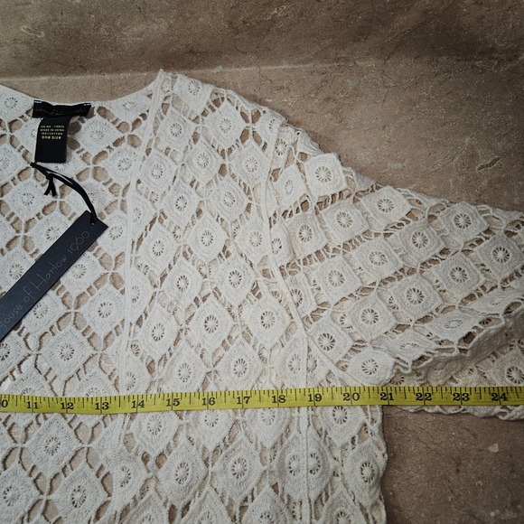 House of Harlow 1960 Crochet Fringe Kimono Cover Up Boho OS hippie granny square - Picture 3 of 11